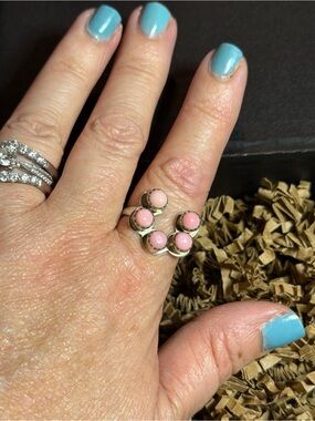 Pink Cabochon Cluster Ring - Women Jewelry